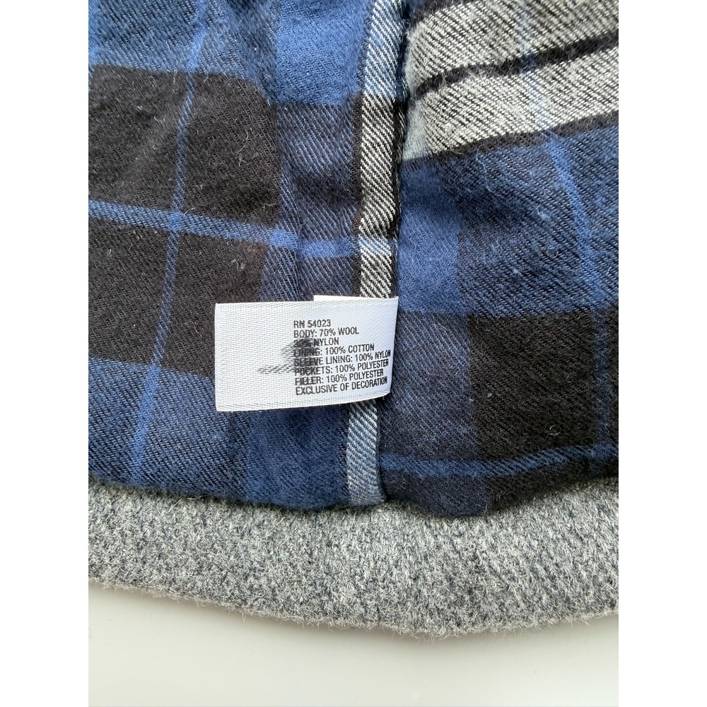 BabyGap Toddler Boys Gray Wool Blend Pea Coat Plaid Lined Jacket 4 Years - Picture 6 of 6